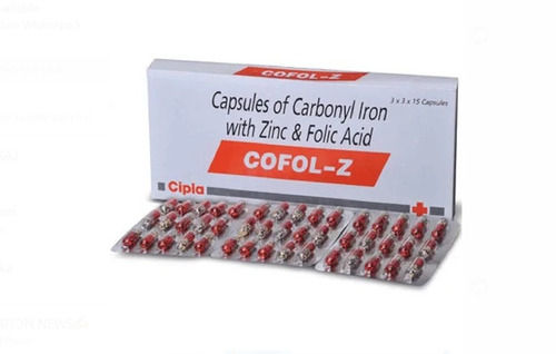 Cofol-Z Capsules Of Carbonyl Iron With Zinc And Folic Acid, 3x3x15 Blister Pack