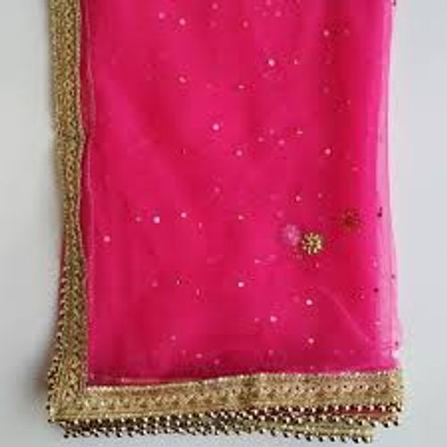 Fancy Trendy Pink Girls Dupatta With Fancy Lace