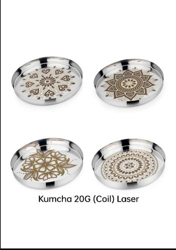 Silver Kumcha 20G Coil Laser Thali With Anti Corrosion Properties