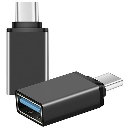 Light Weight And Portable With Comfortable Type-C To USB A Female OTG Adapter - Steel Body, Black Color | Quick Charging, High Voltage Auto Cut-Off, Fire-Proof Circuit Board