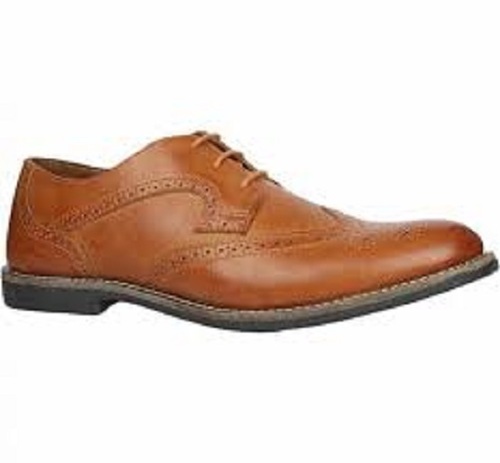 पुरुषों के लिए सांस लेने योग्य और आरामदायक स्टाइलिश ब्राउन लेदर फॉर्मल शूज़ हील साइज़: लो