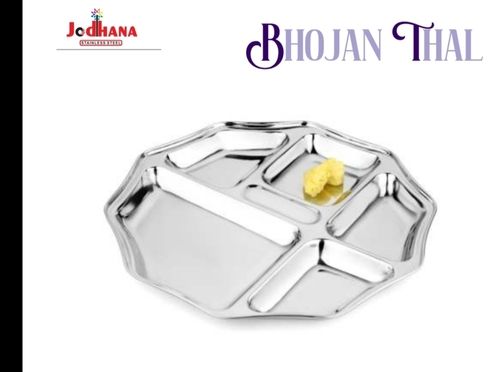 Grey Stainless Steel Normal Bhojan Thali Used In Hotel And Restaurant