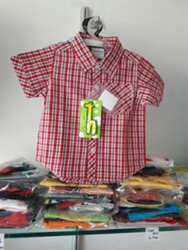 Stylish And Breathable Short Sleeve Pure Cotton Red Cheack White Line Kid Shirt