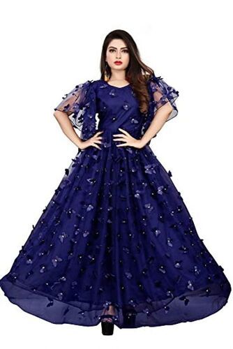 All Season Washable Designer Printed Blue One Piece Dress For Ladies at  Best Price in Navi Mumbai | London Fashion