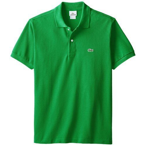 Cotton Collar Neck Green Plain Half Sleeve Knitted T Shirt For Mens