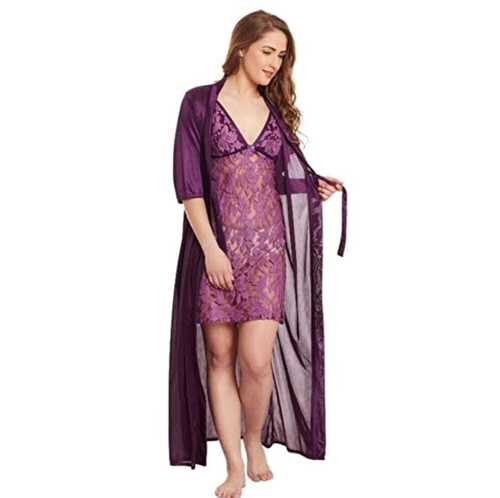 Buy Senslife Black Satin Solid 6 Piece Night Dress for Women at Amazon.in