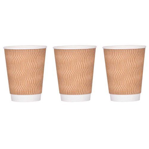 Disposable Eco Friendly Brown Printed Ripple Paper Cups, For Event And Party Supplies