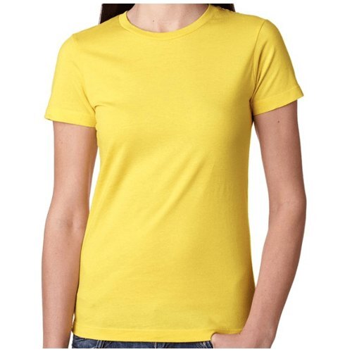 Ladies Round Neck Yellow Half Sleeve Casual Wear T Shirts - 100% Cotton O-Neck Short Sleeves | Soft Comfortable Fabric Stylish Print Perfect for Summer Days