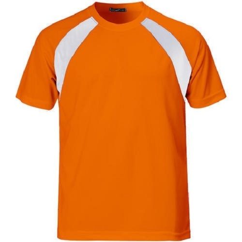 Orange With White Skin Friendly Plain Round Neck Half Sleeve Cotton T Shirts For Men