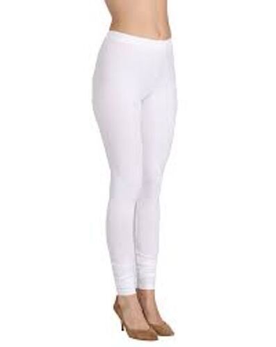 Plain Soft Cotton Regular Fit Stretchy And Adaptable Stylish White Leggings