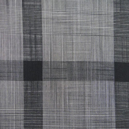 Grey Square Shape Checked Style Printed Dyed Woven Fabric