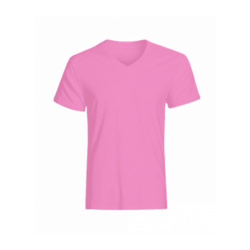 Pink Plain V Neck Breathable Skin Friendly Wrinkle Free Half Sleeve Cotton T Shirts For Men