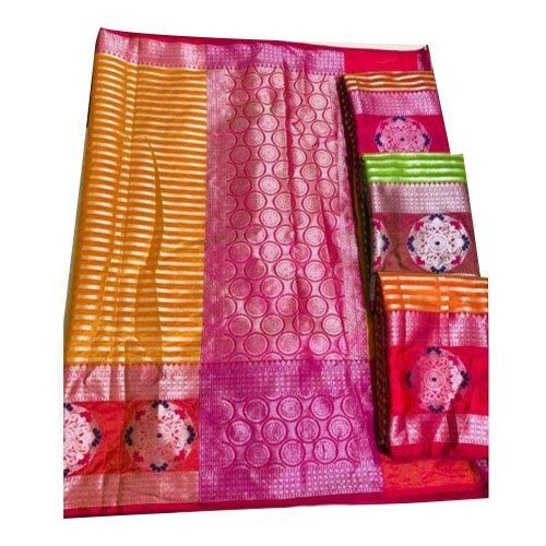 Pink Printed Party Wear Fancy Decorative Silk Ladies Saree For Casual Wear With Blouse Piece Set