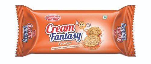 Sweet Crispy And Crunchy Orange Flavoured Round Cream Biscuits With 50 Gram