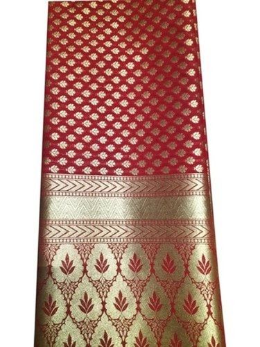 Traditional Elegant Beautiful And Breathable Beautiful Red Party Wear Printed Golden Silk Saree