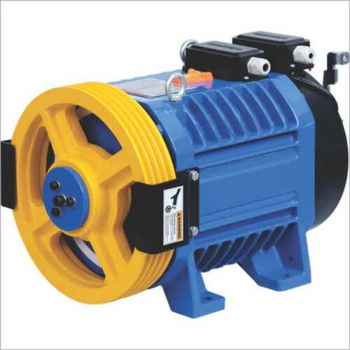 Steel Blue And Yellow Tectronics Rtg 24P Series Electric Gearless Traction Machine