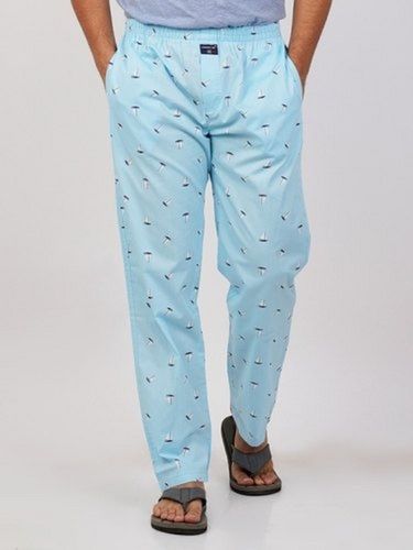 Breathable Printed Casual To Wear All Ages Modern Cotton Blue Mens Pajamas