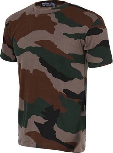 Casual Wear Breathable Free Green And Brown Half Sleeve Round Neck Army T Shirts