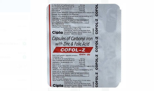 Cipla Cofol-Z Carbonyl Iron With Zinc And Folic Acid Capsules Boiling Point: 2750I? C