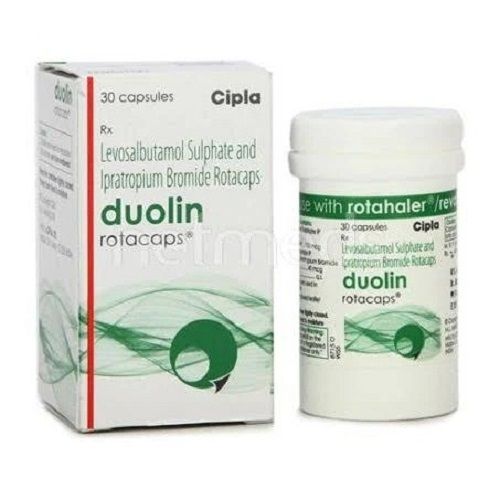 Cipla Duolin Levosalbutamol Sulphate And Ipratropium Bromide Rotacaps Capsules, 30 Capsules In A Pack Expiration Date: 6 Months