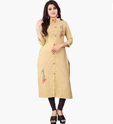 Appealing Dark Blue Color Rayon Kurti With Embroidery Work For Women –  Chandler Fashions