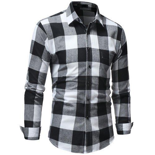 Washable 100% Pure Cotton Casual Wear Checked Pattern Full Sleeves Mens Shirt