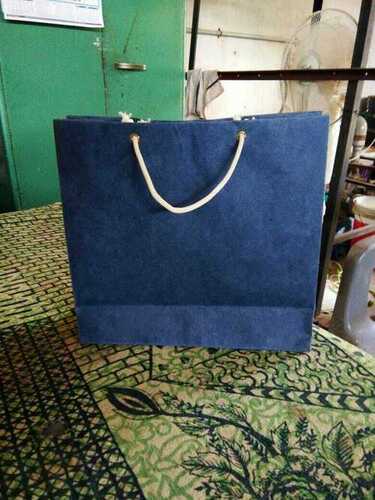 Blue Paper Bag With White Color Door Handle For Shopping Uses Size: Comes In Various Sizes