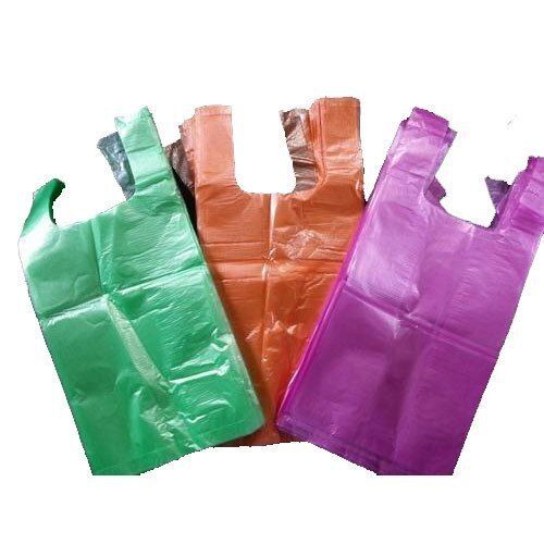 Coloured Plastic Vest Carrier Bags Yellow | Red | Green | 11" X 17" X 21