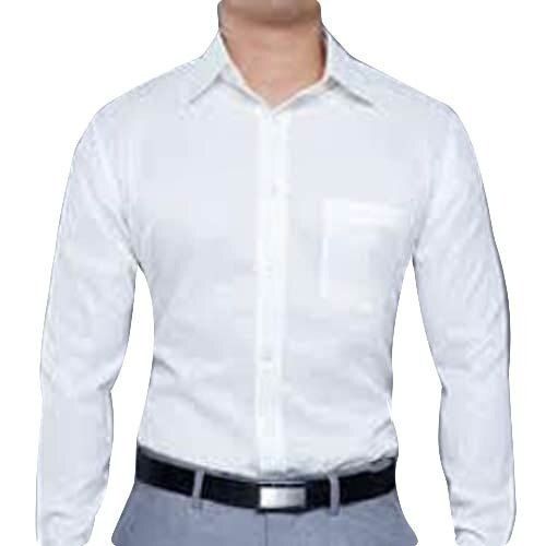 Fit And Lightweight Full Sleeve Pure White Mens Cotton Shirts For Party Wear
