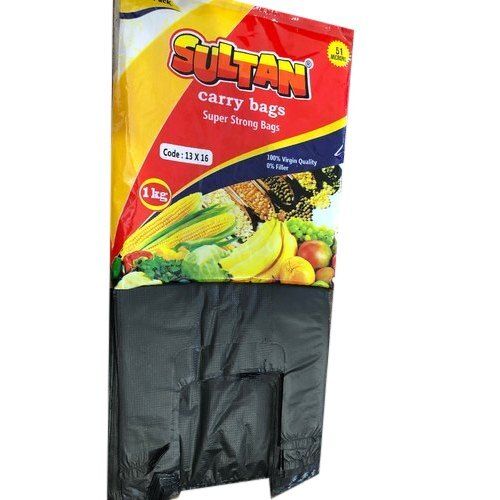 Heavy Duty And Durable Black Plastic Carry Bags For Shopping