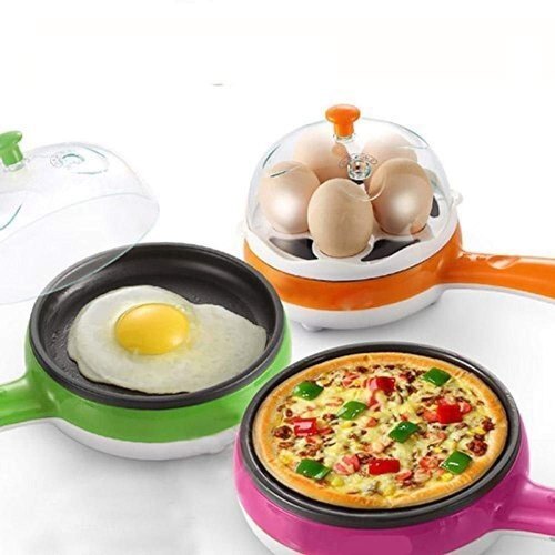 Professional Round Black And White Electric Egg Boiler With Fry Pan Cavity Quantity Single