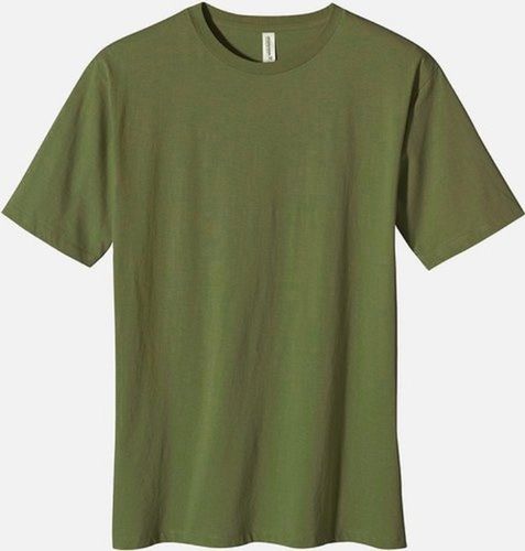 Cotton Green Round Neck Casual Wear Plain Bamboo T Shirt For Casual And Regular Wear