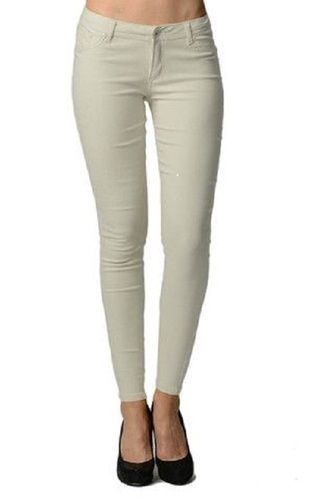 No Fade Cream Color Slim Fit Breathable And Stretchable Lightweight Ladies Jeans