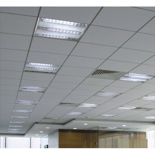 Ceiling Fiber Cement White Designer False Ceiling, Thickness: 4,6 Mm, 595 X 595Mm,8X4 Combination Of Portland Cement Mm