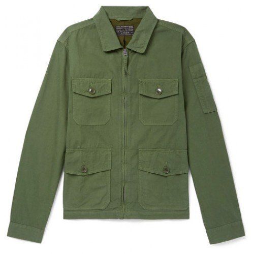 Green Color Full Sleeves Printed Cotton Men'S Winter Jacket For Casual Wear