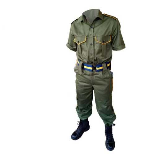 Mehandi Mehendi Color Security Guard Uniform With Shirt And Pants, Normal Wash,Cotton Fabrics