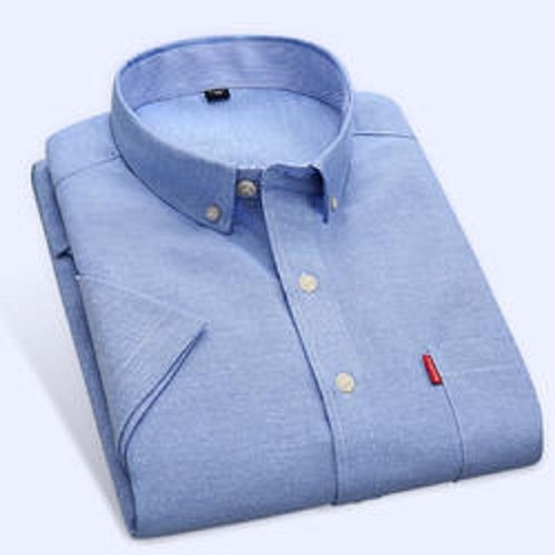Mens Breathable Full Sleeves Cotton Casual Blue Shirt Collar Style ...