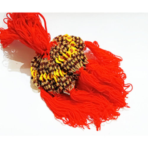 Pearl And Stone Work With Red Color Thread Fancy Rakhi For Rakshabandhan Festival Height: 5 Inch (In)