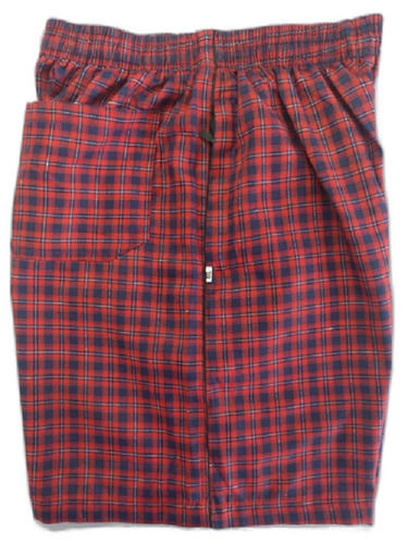 Red Color Check Cotton Breathable And Comfortable Casual Men's Shorts