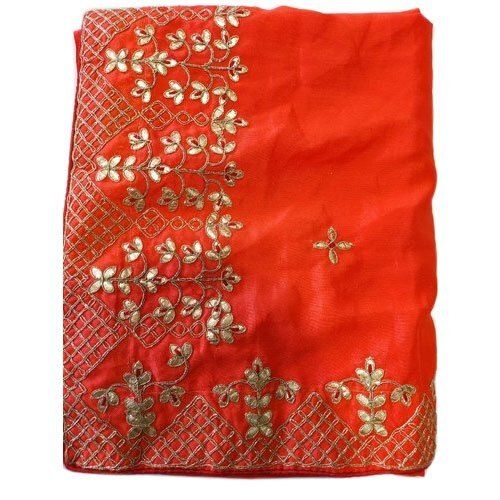 Traditional Elegant Beautiful And Breathable Party Wear Stylish Red Designer Gota Work Cotton Saree