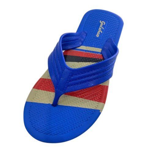 Blue Color Light Weight Flat Rubber Slippers For Summer And Spring Size: 6-10