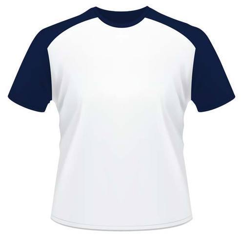 Breathable Skin Friendly Wrinkle Free Regular And Casual Wear White And Blue Round Neck T-Shirt - Woolen Fabric, Available Sizes: M, L, XL, XXL, Short Sleeves, Plain Pattern