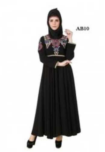 Indian Fancy Design Ladies Abaya With Black Color And Normal Wash, Long Sleeves