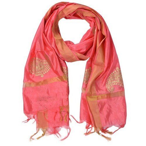 Ladies Silk Gold Printed Dupatta Pure Silk With Good Stuff Easy Washable And Long Durability