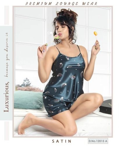 Winter Ladies Western Hot Mini Premium Lounge Wear Satin Night Suit