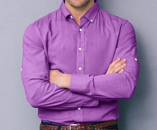 Light Purple And Beautiful Stylish Breathable Designer Wear Full Sleeve Pure Cotton Casual Wear Shirt For Mens