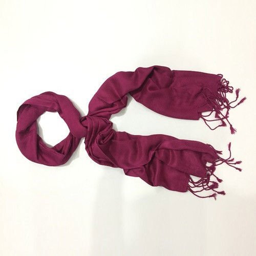 Party Wear Plain Pattern Maroon Color Soft Cotton Pashmina Stole For Ladies