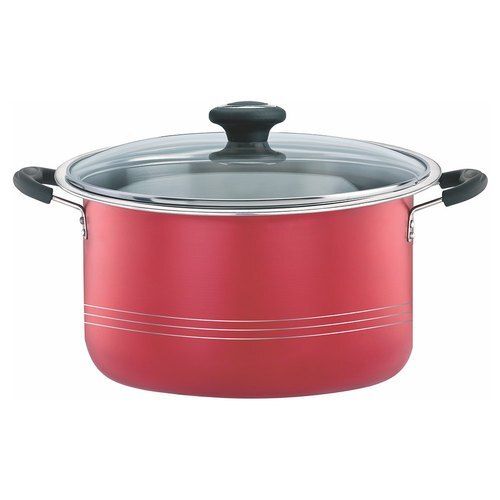 Red And Black Easy To Use 4.5 Litres Capacity Aluminium Non Stick Casserole With Lid Interior Coating: Yes