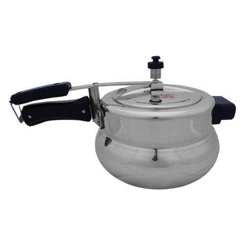 Stainless Steel Silver Round Shape Easy To Handle Sleek And Stylish Modal Non Stick Pressure Cooker