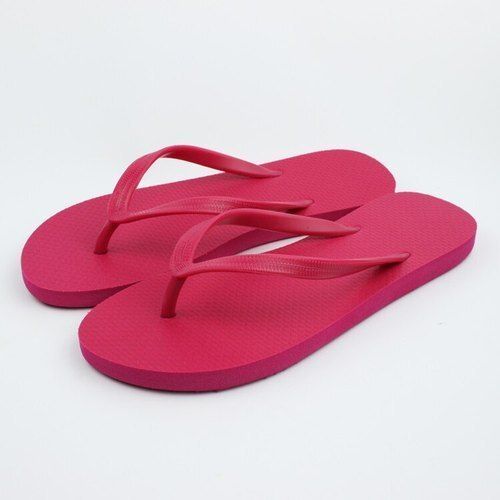 Red Womens Comfortable Soft Sole Pink Rubber Slipper For Spring And Summer